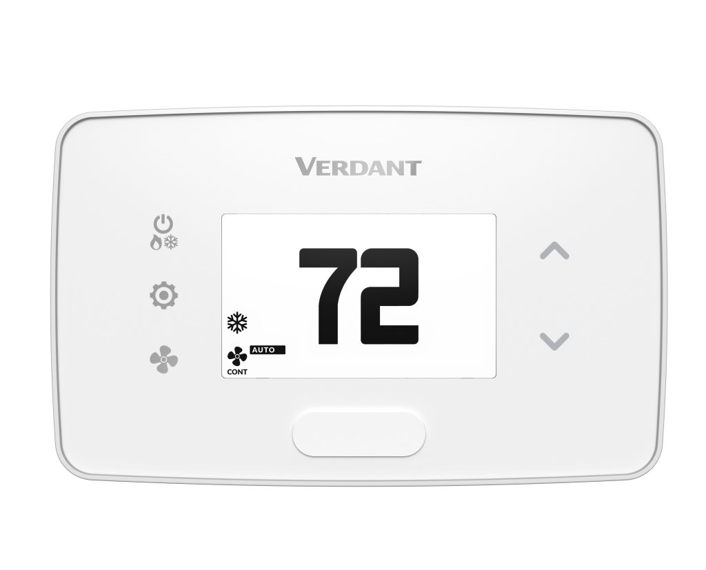 Verdant VX4 white thermostat for hotel VRF and HVAC integration
