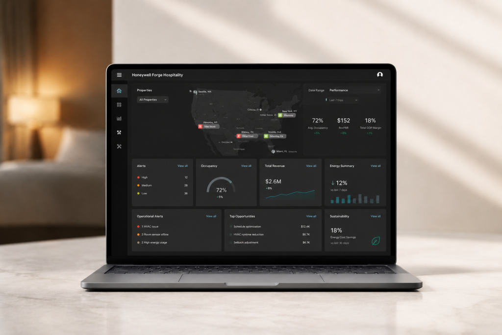Honeywell Forge Hospitality platform for hotel building operations energy management and connected systems